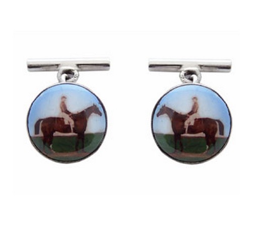 hallmarked silver race horse cufflinks