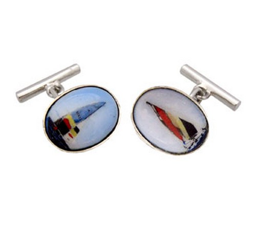 hallmarked silver sailing yacht cufflinks