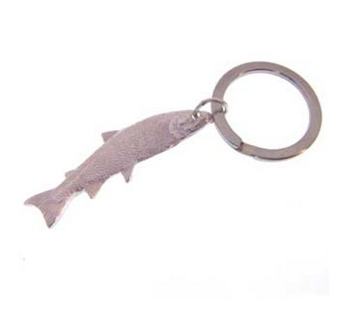 solid silver salmon / trout key ring