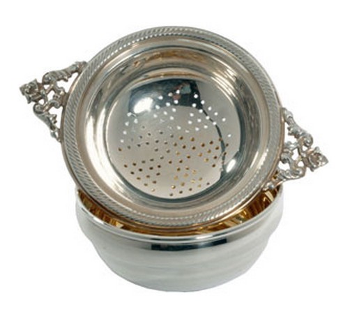 silver tea strainer. hallmarked sterling silver