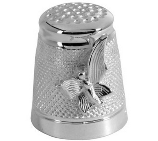 silver thimble with butterfly