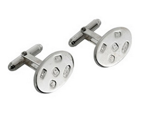 feature hallmarked silver oval cufflinks