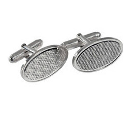 sterling silver heavy engine turned oval cufflinks