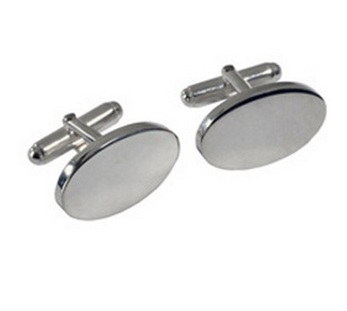 sterling silver hallmarked oval cufflinks. heavy gauge