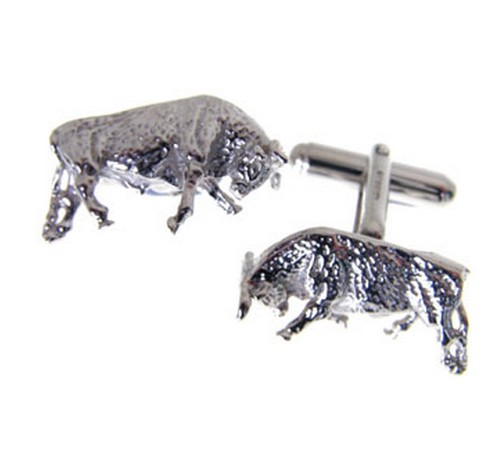 hallmarked silver charging bull cufflinks