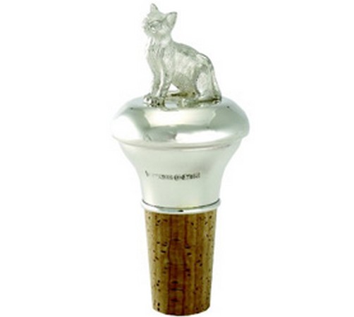 hallmarked silver tabby cat bottle stopper