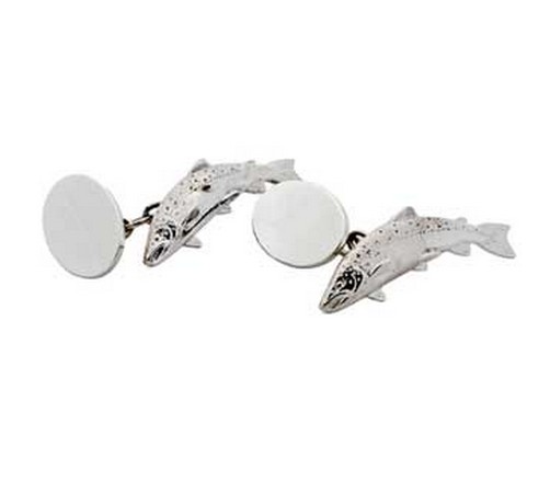 hallmarked silver salmon cufflinks