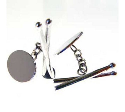 hallmarked silver cufflinks with a drumsticks theme