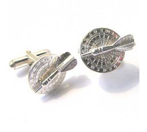 hallmarked silver dartboard and dart cufflinks