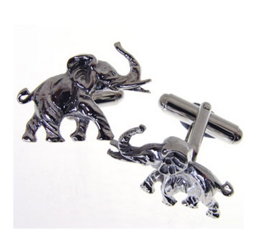 solid silver elephant themed cufflinks