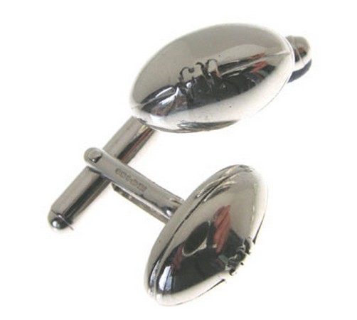 hallmarked silver rugby ball cufflinks