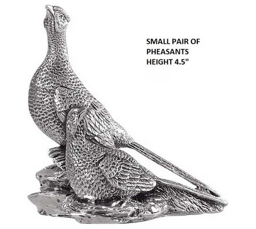 hallmarked silver model of a pair of pheasants