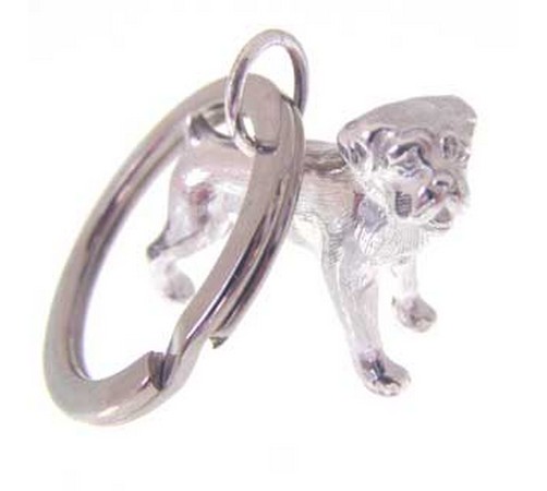 hallmarked silver boxer dog key ring 