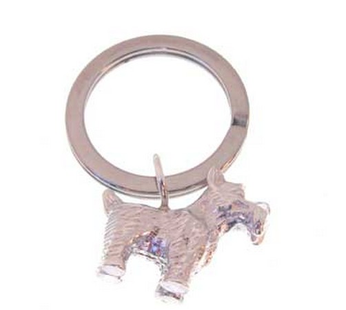 hallmarked silver scottie dog key ring 