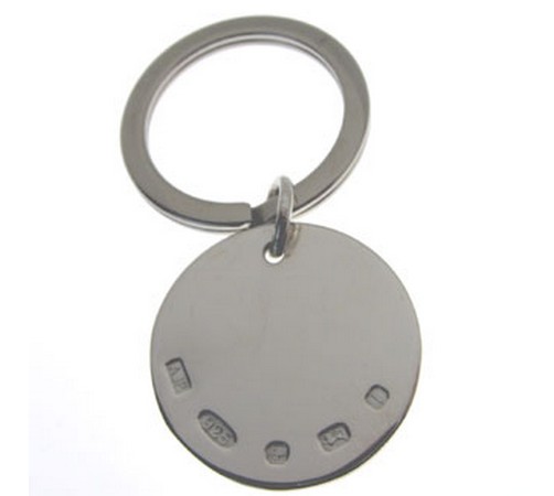 round silver keyring with feature hallmark