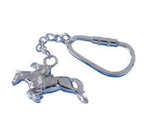 hallmarked silver horse and rider keyring 