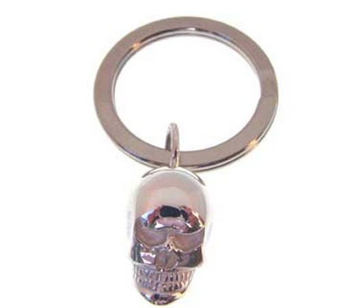 hallmarked silver skull themed key ring 