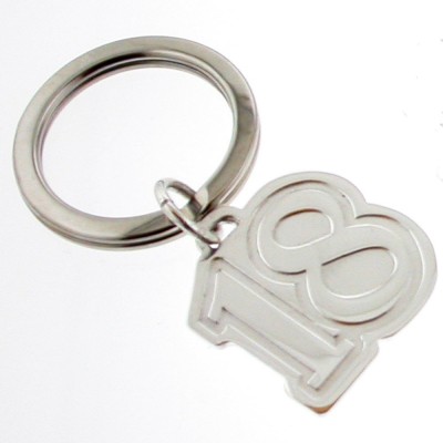 Hallmarked 925 Sterling Silver 18 Birthday Key ring