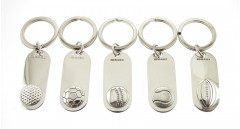 hallmarked silver sporting key rings 