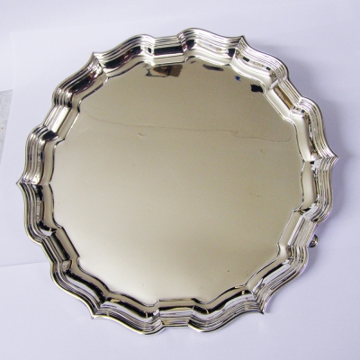 hallmarked sterling silver chippendale salver on feet