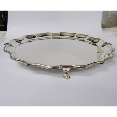 hallmarked sterling silver 10 inch chippendale salver on feet