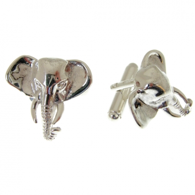 sterling silver cuff links with an elephants head theme