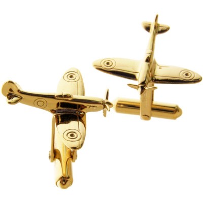 Hallmarked 9 Carat Solid Gold Spitfire Plane Cuff Links