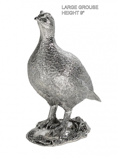 hallmarked sterling silver grouse figurine large size