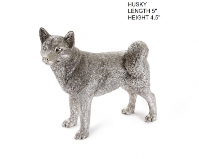 hallmarked sterling silver husky dog figurine