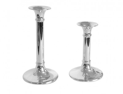 Silver Candlesticks with Tubular Central Column