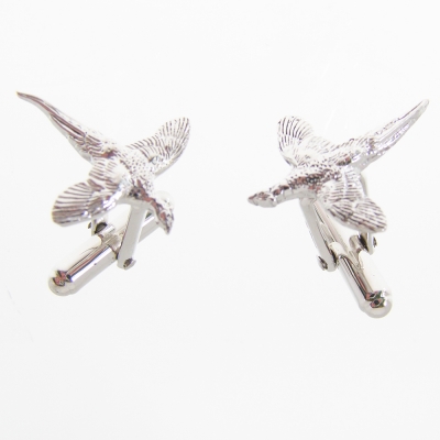 hallmarked sterling silver pheasant cuff links with swivel fitting
