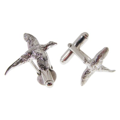 Hallmarked Sterling Silver Pheasant Themed Cuff links