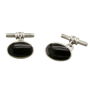 Sterling Silver Pearl Cuff Links with Trillion Reflective Border
