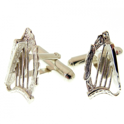 sterling silver cufflinks with an irish harp theme