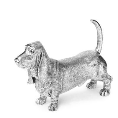 Hallmarked Sterling Silver Basset Hound Figure