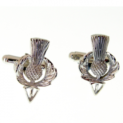 silver cufflinks with a scottish thistle theme