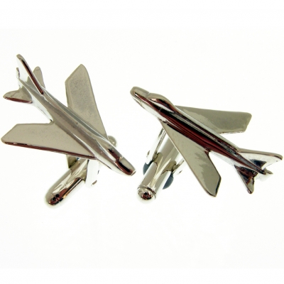sterling silver cufflinks with a fighter jet theme