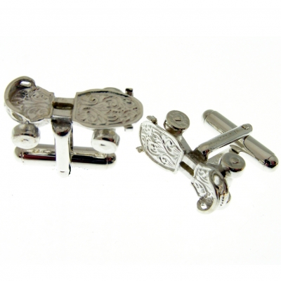 silver cufflinks with a roller skating theme
