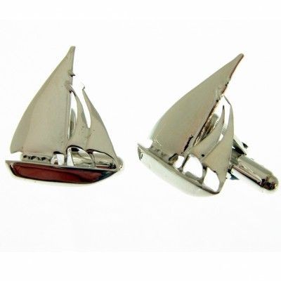 Sterling Silver Cuff Links with a Sailing Yacht theme