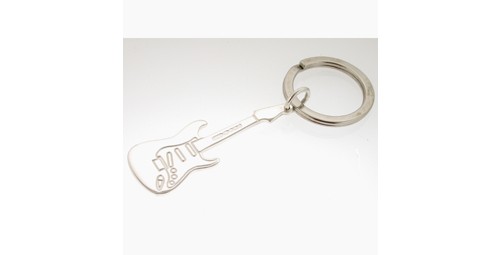 Silver Key ring with an Electric Guitar Theme 