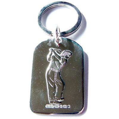 Hallmarked Silver Golfers Key Ring