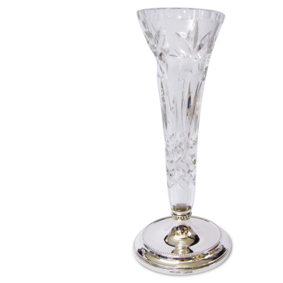 sterling hallmarked silver and brierley crystal bud vase