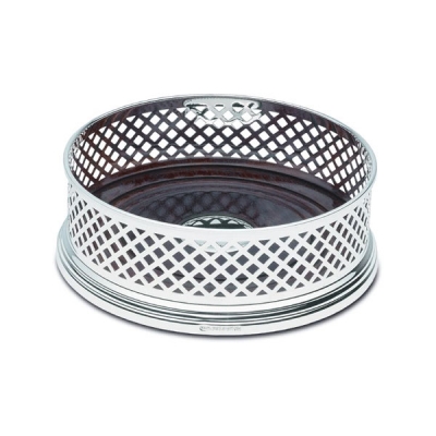 hallmarked sterling silver basket weave bottle coaster