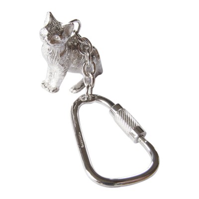 Hallmarked 925 Sterling Silver Tabby Cat Key Ring