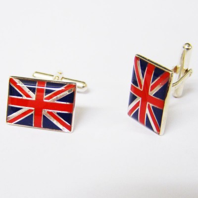 Sterling Hallmarked Silver Union Jack Flag Cuff links