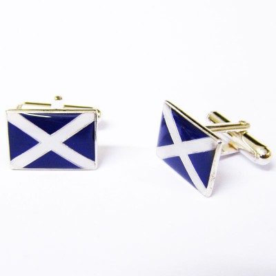 Hallmarked Sterling Silver Scottish Flag Cuff Links