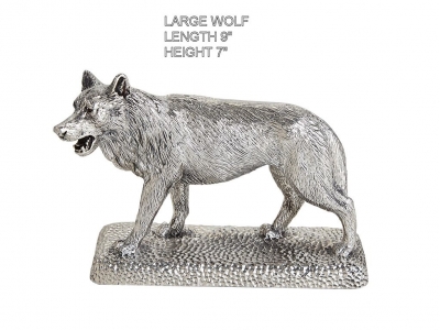 hallmarked sterling silver figure of a wolf large size