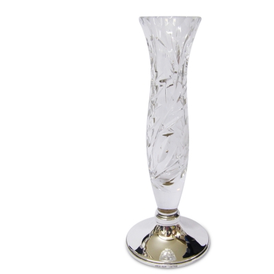 sterling hallmarked silver & hand cut glass bud vase