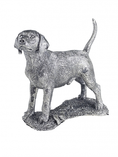 hallmarked sterling silver labrador puppy statuette