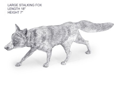 Large Size Hallmarked Silver Stalking Fox Model